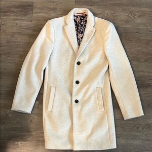 Next Cream & Paisley Overcoat with Notched Lapels